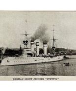 1914 WW1 Print German Light Cruiser Stettin Warship Antique Military Col... - $47.50