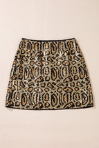 Brown Sequined Leopard Print Disco Mini Skirt - $318.88 MXN