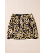 Brown Sequined Leopard Print Disco Mini Skirt - $311.93 MXN
