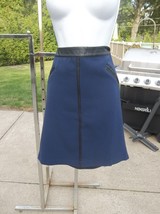 Nwt Worthington Blue Skirt W Faux Leather Trim 14 - $12.99