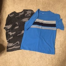 Boy's Faded Glory Shirts--Size 14/16--Lot of 2--Blue and Camouflage - £6.43 GBP