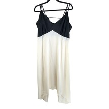 NWT Eloquii Cream Black Color Blocked V-Neck Asymmetric Hem Slip Dress Size 22 - £23.08 GBP