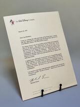 Disney Store 10th Anniversary 1997 Cast Member Letter Eisner - $4.99