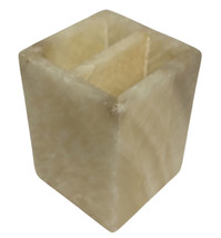 Alabaster White Onyx Toothbrush Holder Square Modern 4” Bath Storage - £11.60 GBP