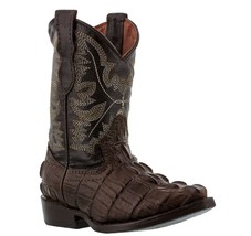 Boys Toddler Little Kids Brown Crocodile Tail Western Leather Cowboy Boots Rodeo - £44.09 GBP