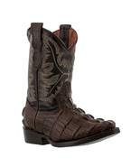 Boys Toddler Little Kids Brown Crocodile Tail Western Leather Cowboy Boo... - $1,045.18 MXN