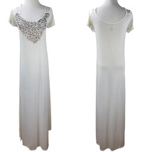 Double D Ranch Pins &amp; Needles Long Off-White Knit Maxi Dress Size M Short Sleeve - £72.54 GBP