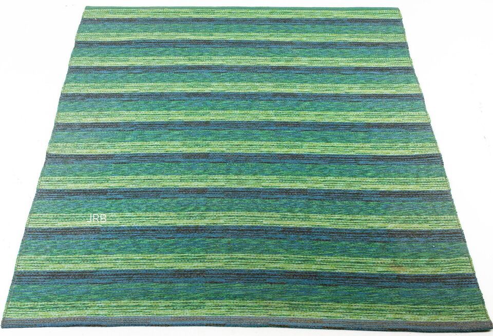 Handmade  Green Blue Black Rug for Living Room, Office, Bedroom, Striped... - $157.71+