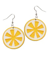 Big LEMON SLICE EARRINGS Lemonade Novelty Fruit Summer Party Drink Funky... - €6,04 EUR