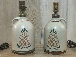 LL Bean Olde Cape Cod Pottery Pineapple Stoneware Jug Lamp Works! - £74.55 GBP