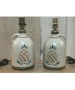 LL Bean Olde Cape Cod Pottery Pineapple Stoneware Jug Lamp Works! - £73.87 GBP