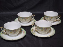 Vintage MEITO ISABELLA Tea Cup &amp; Saucer - Set Of 4 - Made In Japan, Circ... - $21.76