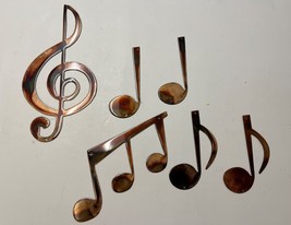 Musical Note Set 5 notes plus Treble Clef...sizes will vary Copper Brnzd Plated - $28.48