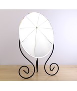 Vtg IKEA Myken Oval Vanity Mirror Adjustable Scroll Black Metal Legs Tab... - $535.42 MXN