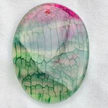 Dragon Vein Agate Pendant Stone Rock Cut Polished Drilled Teardrop Watermelon - $12.95