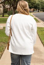 White Cable Textured Loose Plus Size Sweatshirt - $25.95
