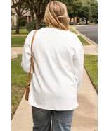 White Cable Textured Loose Plus Size Sweatshirt - $483.37 MXN