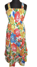 Mlle Gabrielle Women&#39;s Floral Smocked Sleeveless Midi Dress Plus Size 3X - £23.42 GBP
