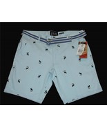 Raw Yarn  TOUCAN Birds on Blue Men&#39;s Dress Twill Shorts w/Belt MSRP $62 NWT - $39.99