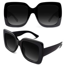 Oversized Square Frame Sunglasses Womens Retro Vintage Trendy Black Shad... - £21.94 GBP