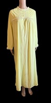 Brushed Nylon Acetate Women’s Long Nightgown Large Yellow Lace Embroider... - $23.76