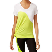 PUMA Womens Evo Side Tie Colorblock T-Shirt Size Large Color White - £38.74 GBP