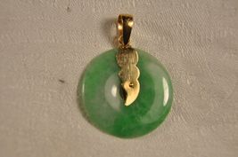 Pendentif Vintage Jade Or Massif 14K Pendant Sold Gold - £217.13 GBP