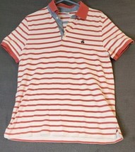Brooks Brothers Slim Fit Pique Polo Shirt Men&#39;s Sz L White Salmon Pink S... - $23.95