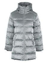 Dolcezza: Sporty Chic Silver Hooded Puffer Coat - £85.51 GBP
