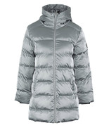 Dolcezza: Sporty Chic Silver Hooded Puffer Coat - £85.74 GBP