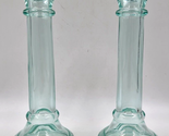Pair of Sea Green Glass Candlestick Holders 7 3/4&quot; Candle Holder from 19... - $18.00