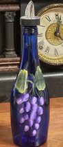 Beautiful Vintage Ty Nant 10”H  Cobalt Blue Oil Bottle Hand painted Grapes USA - £9.74 GBP