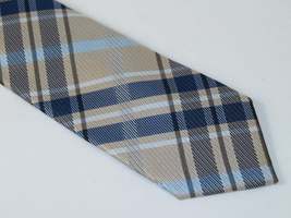 Men's Tommy Hilfiger Tie Classic Woven Silky Feel #Tommy-3 Tan Blue image 4