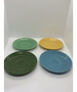 FiestaWare Multi Colored 6&quot;Saucers Homer Laughlin (4) VTG Mint Blue Yell... - $18.76