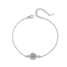 Hexagonal Plum Flower Moissanite Bracelet - £60.04 GBP+