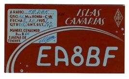 1957 QSL Islas Canarias EA8BF Canary Islands Radio Amateurs Award Tissue... - $8.91