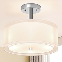 3 Light Semi Flush Mount Ceiling Light Fixture 12&quot; Close to Ceiling Light with D - £53.61 GBP