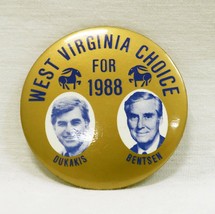 VINTAGE 1988 West Virginia Michael Dukakis Lloyd Bentsen 2&quot; Campaign But... - £15.56 GBP