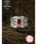 Ruby Real 925 Sterling Silver Designer Cocktail Lace Ring For Women Vint... - £88.90 GBP