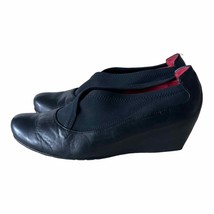 Pas De Rouge Black Leather Wedge Heel Pump Size 38( US 7.5) - £75.17 GBP