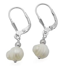 Sterling Silver Cultured Pearl Drop Leverback Earrings, White - £9.55 GBP