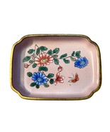 Vintage Hand-Painted Floral Pink Ceramic Trinket Tray With Gold Trim - $65.50 CAD