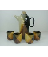 Vintage Pottery Wine Decanter and 4 cups - £33.32 GBP