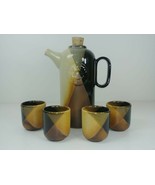 Vintage Pottery Wine Decanter and 4 cups - €45,46 EUR