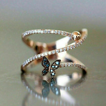 Anillo de compromiso de mariposa de diamantes VVS1D de talla redonda de 2... - £82.03 GBP