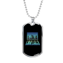 Musician Necklace Piano City Necklace Stainless Steel or 18k Gold Dog Tag 24&quot; C - £37.31 GBP+