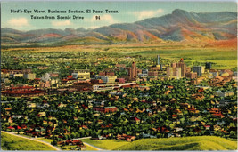 Bird&#39;s Eye View Business Section El Paso, Texas from Scenic Drive Postcard - £7.50 GBP