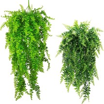 Boston Ferns Artificial Persian Rattan Fake Hanging Plant Faux Greenary,... - $41.99