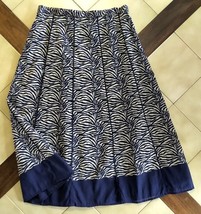 COLDWATER CREEK Navy Blue/Beige Animal Print A-Line Cotton Skirt (PS) NOS - $19.50