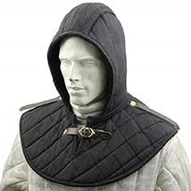 Medieval Renaissance Armor Padded Arming Cap Collar Head Neck Cotton Black SCA - £39.28 GBP